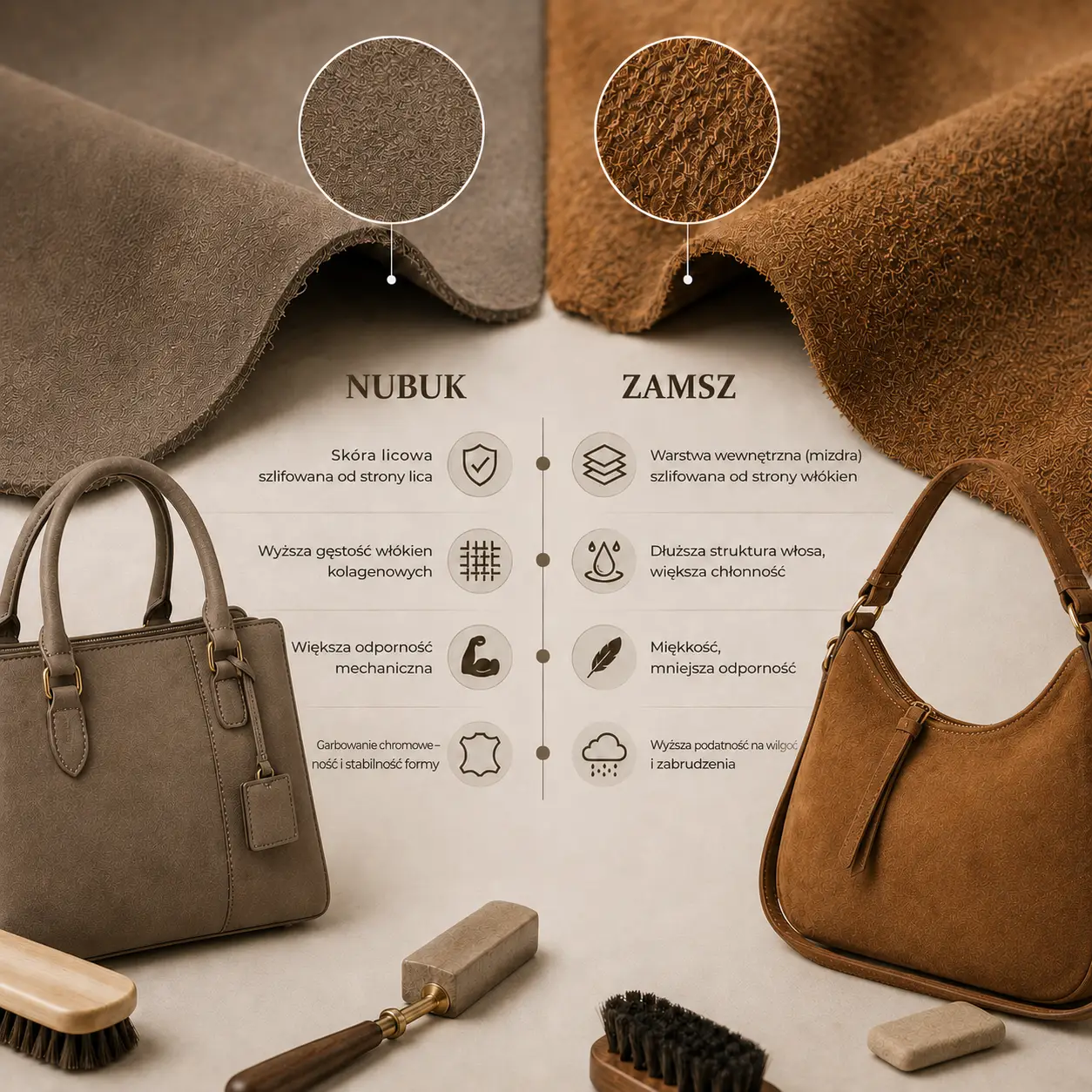 Nubuk a zamsz – analiza strukturalna i różnice materiałowe