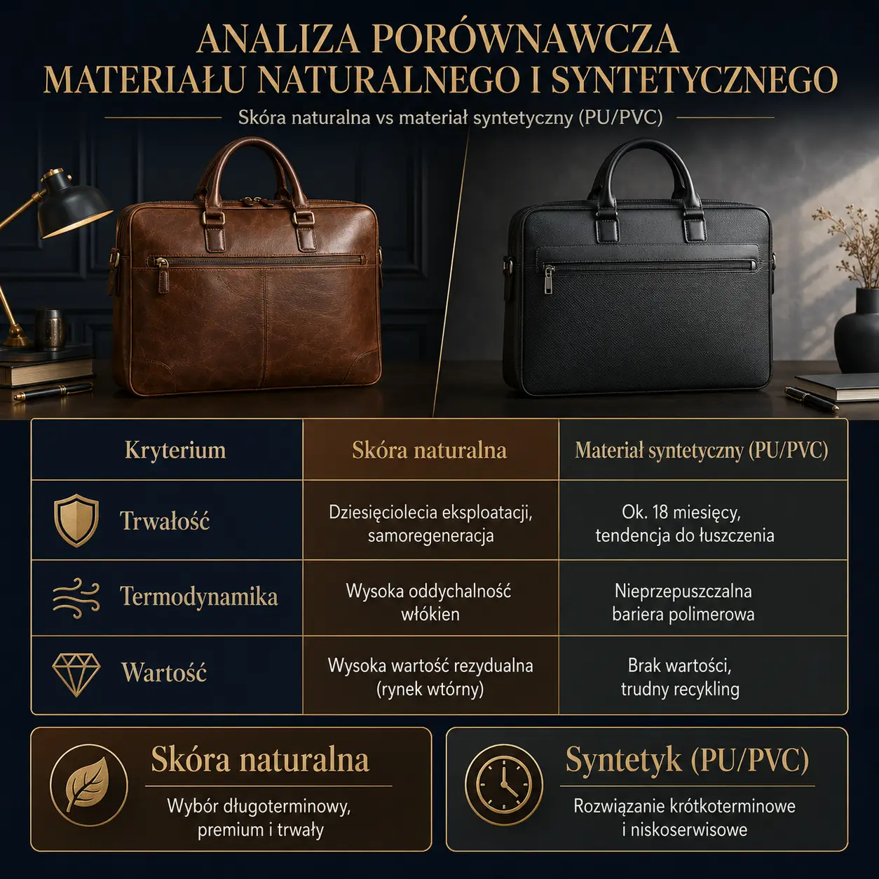 Analiza porównawcza materiału naturalnego i syntetycznego
