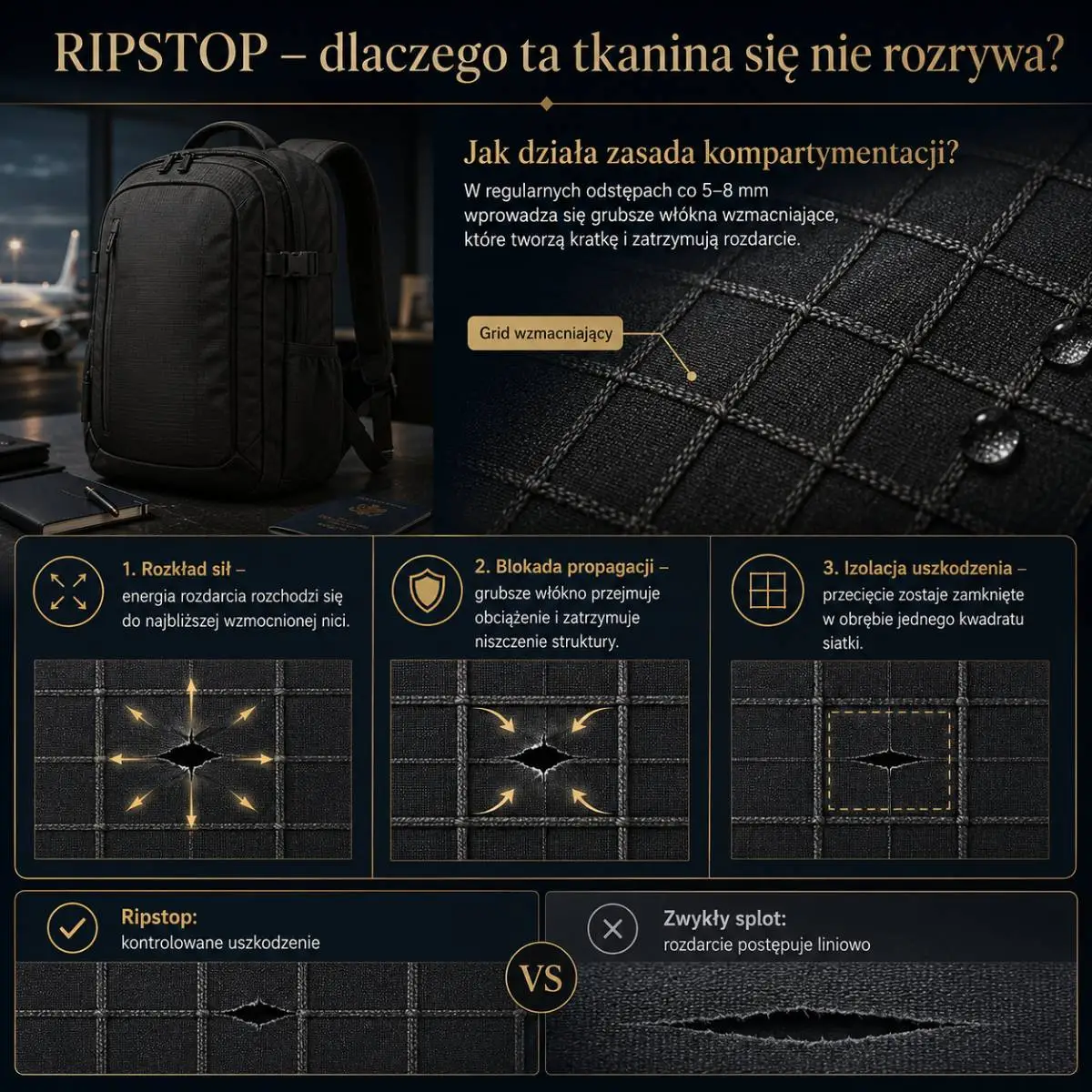 Ripstop - technologia, która zatrzymuje rozdarcia