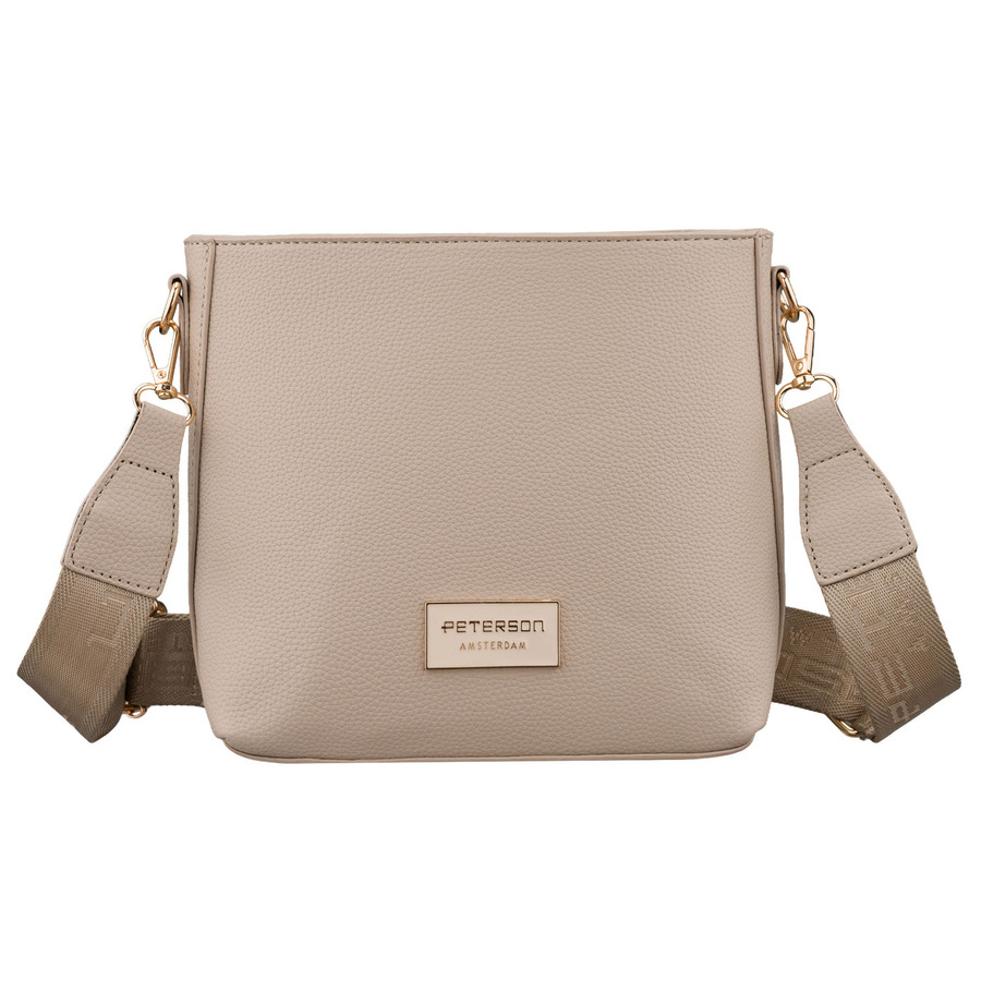 Torebka ze skóry ekologicznej damska Peterson JK6-07 listonoszka crossbody mała beżowa - wnętrze i kieszenie