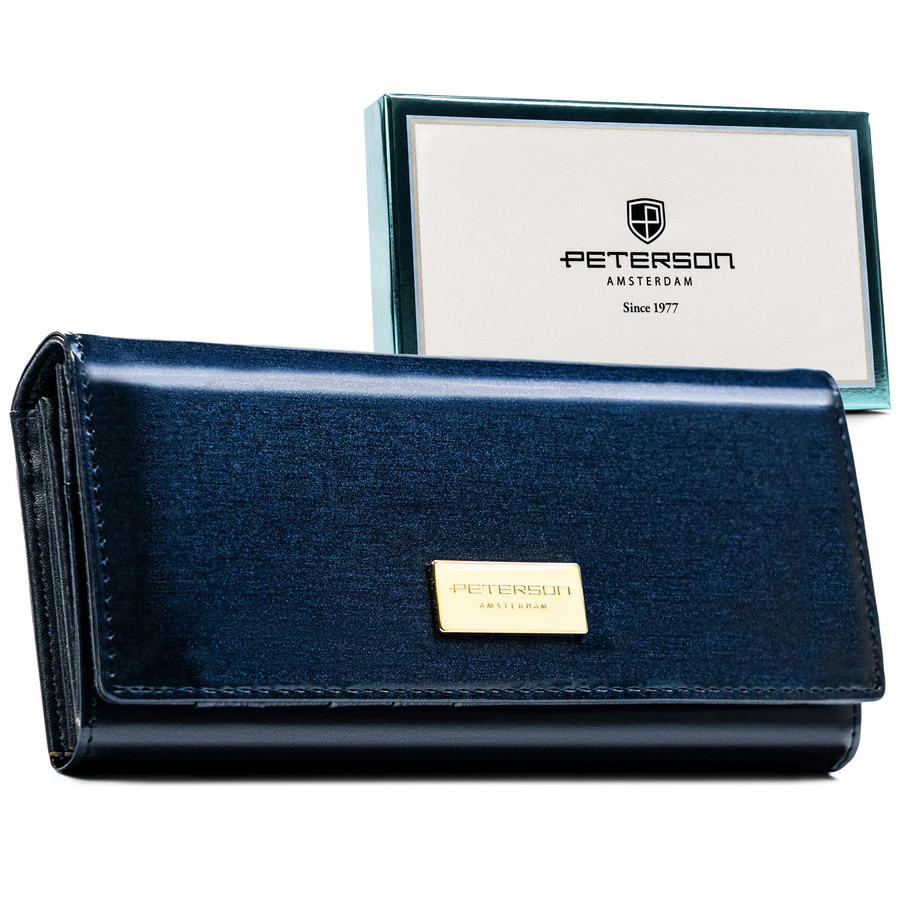 Granatowy portfel Peterson PX24-DYS lakierowany