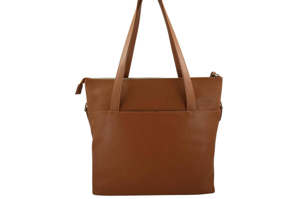 Torebka ze skóry licowej damska Barberini's 996-12 shopper bag A4 jasnobrązowa - cecha produktu