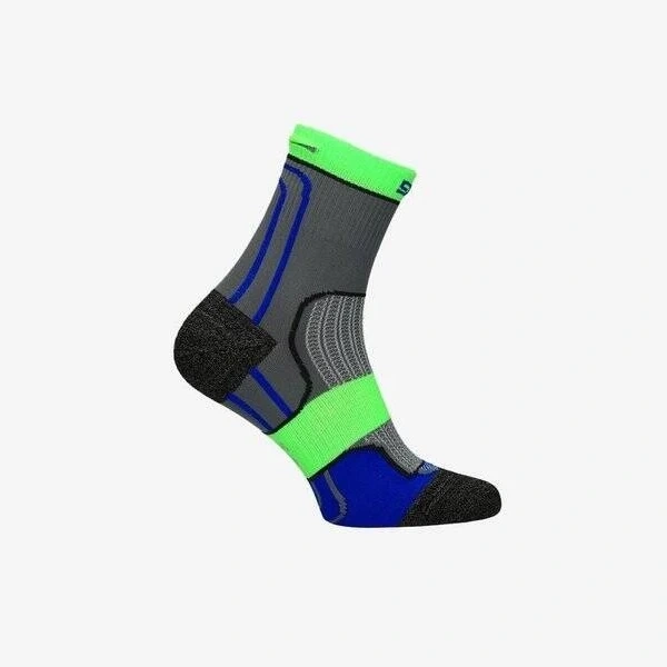 Szaro-zielone skarpety do sportu Gatta Active SOCKS BIKE 39/41 z boku, z zielonym ściągaczem, szarą cholewką i czarną piętą