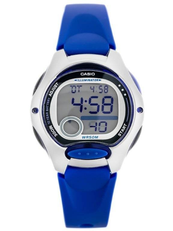 Niebiesko-srebrny zegarek dla dzieci Casio LW-200-2AVDF - zegarek z przodu na białym tle