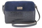 Skórzana listonoszka damska na ramię granatowa crossbody croco - Barberini's 885/1-4