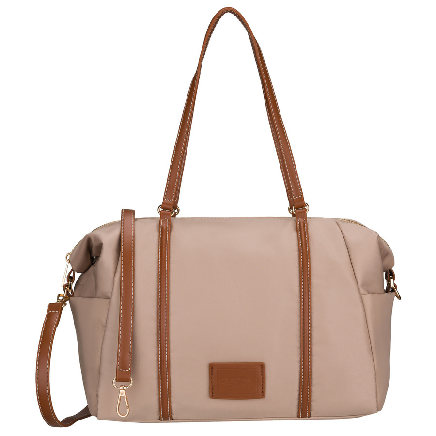 Torebka z poliestru damska Peterson JK6-04 listonoszka crossbody średnia beżowa - materiał poliester z bliska