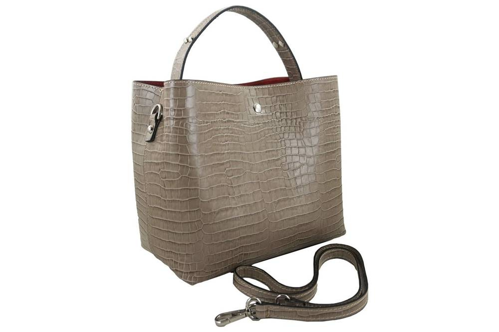 Torebka ze skóry naturalnej damska Barberini's 569/1-2 kuferek croco mała beżowa - cecha produktu