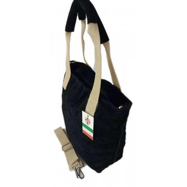 Torebka damska zamszowa skórzana Vera Pelle W234N shopper A4 czarna - cecha produktu