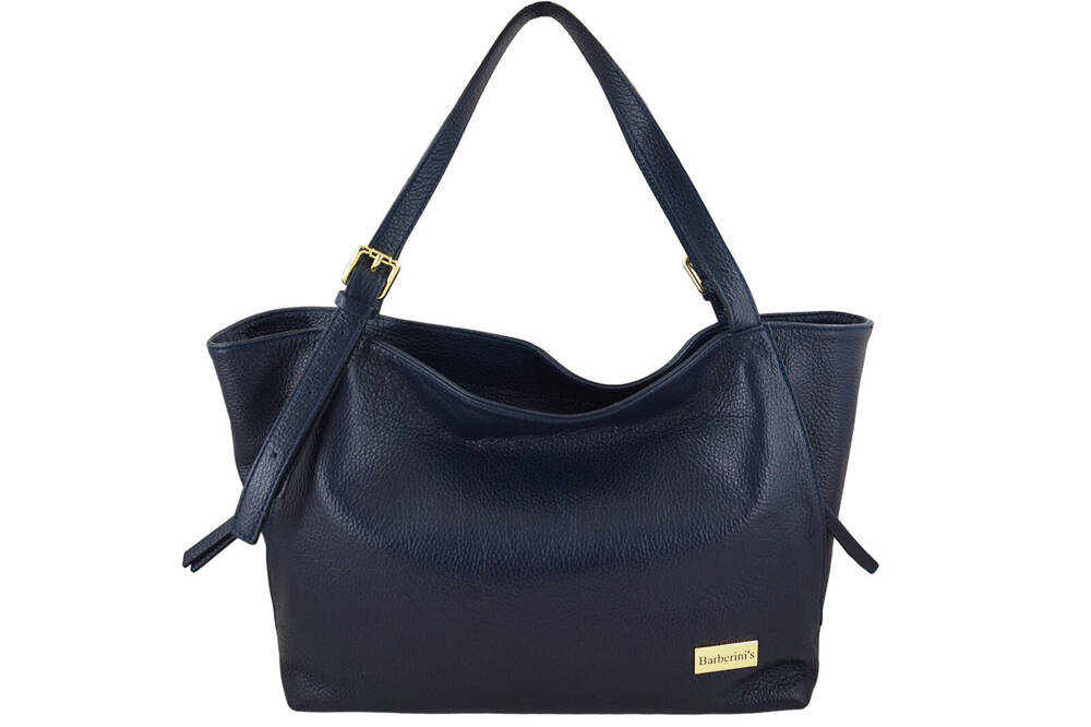 Torebka ze skóry licowej damska Barberini's 987-4 shopper A4 granatowa - cecha produktu