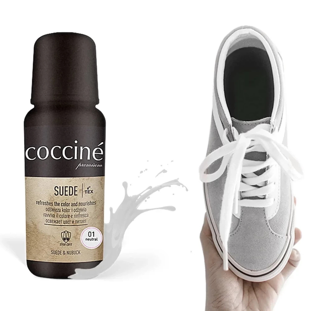Renowator w płynie do zamszu i nubuku Coccine bezbarwny - butelka Coccine Suede z etykietą koloru