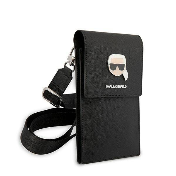 Torebka ze skóry eko damska Karl Lagerfeld Metal Karl Head listonoszka mała czarna - cecha produktu