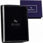 Skórzany pionowy portfel męski czarny - Rovicky RV-7680278-5-BCA-450