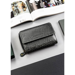 Portfel damski szary na karty i monety ze skóry naturalnej - Peterson WD3-VLCN