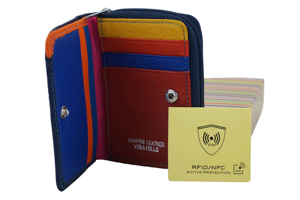 Portfel skórzany damski Barberini's D-8304-4 podwójny granatowy - cecha produktu