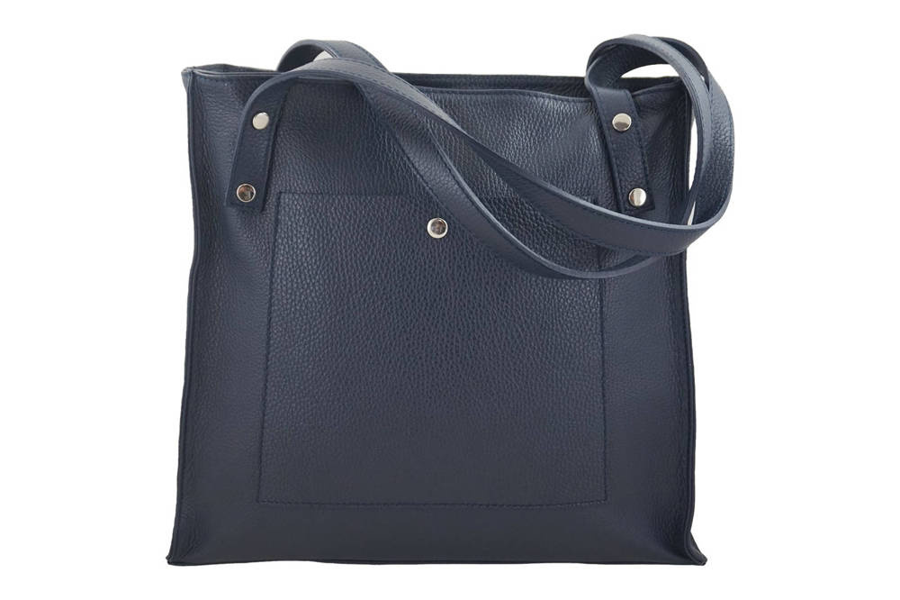 Torebka ze skóry naturalnej damska Barberini's 914-4 shopper A4 granatowa - cecha produktu