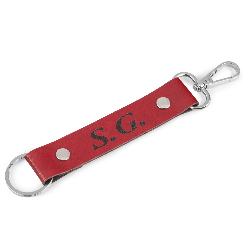 Brelok ze skóry naturalnej unisex B5 z grawerem personalizowany czerwony - skóra naturalna i mosiężne detale