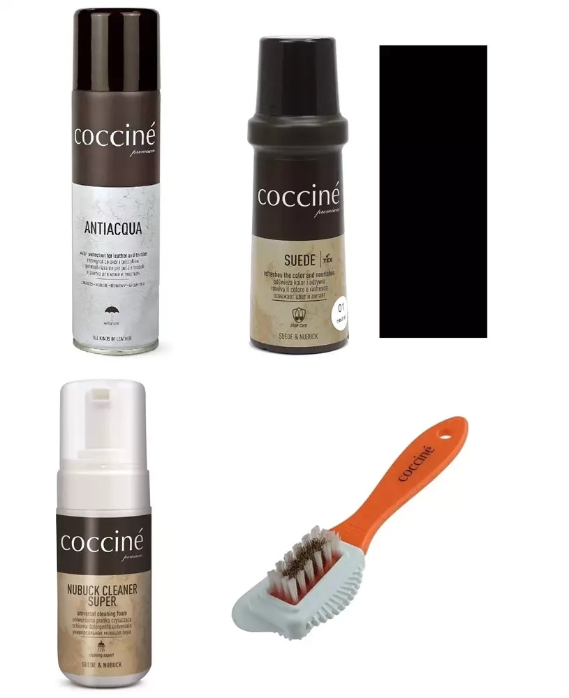 Zestaw do zamszu i nubuku Coccine czarny - zestaw: impregnat Antiacqua, renowator Suede, pianka Nubuck Cleaner