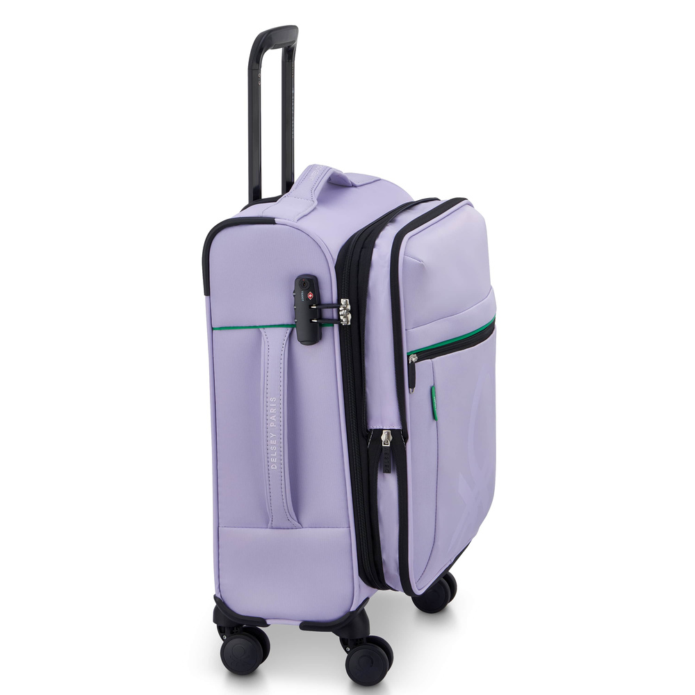 Walizka materiałowa unisex Delsey Benetton Color Block kabinowa mała lawendowa - widok ogólny z przodu
