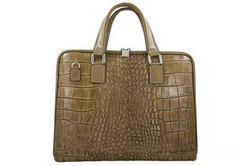 Skórzana torba damska na laptopa ciemno beżowa - Barberini's 118/1-9