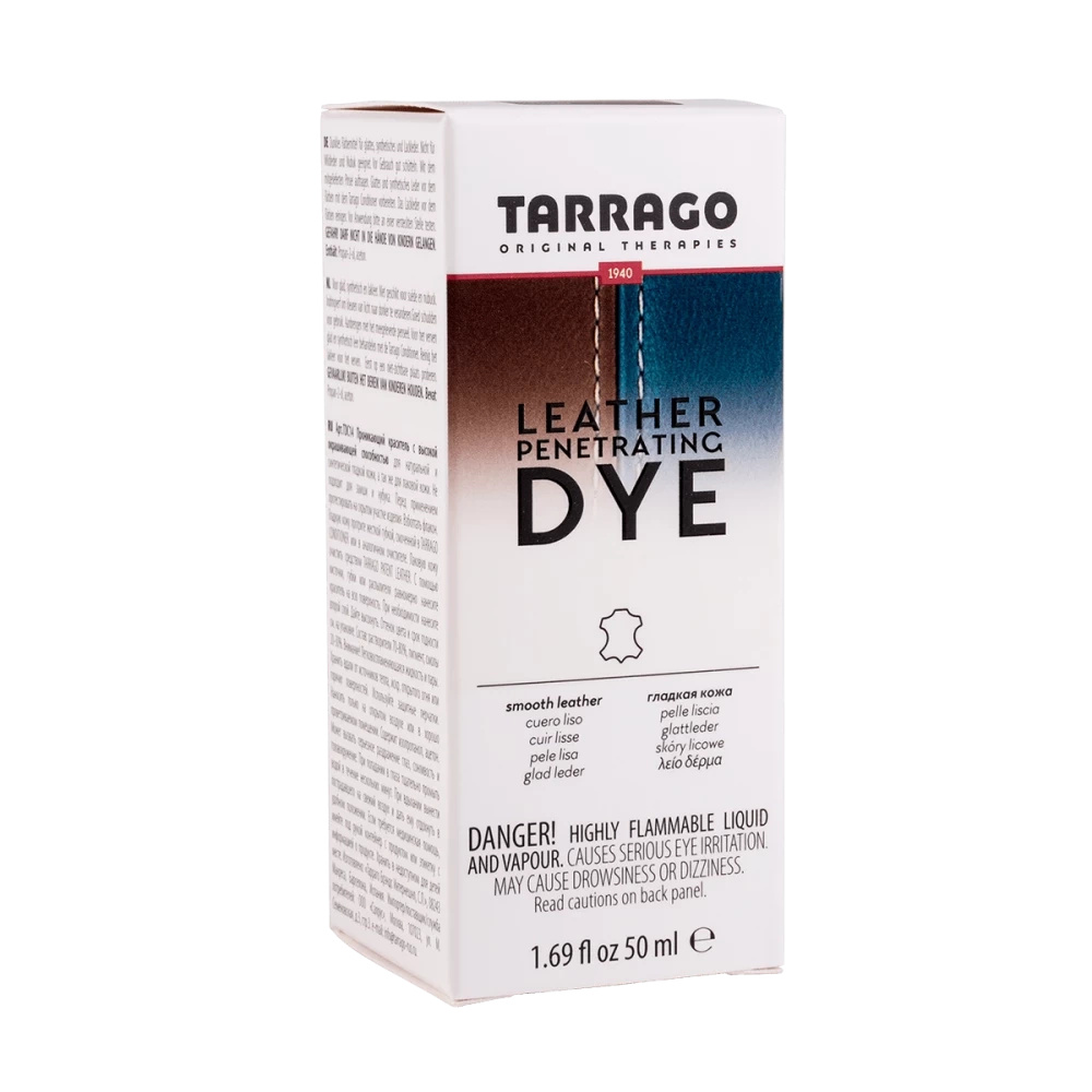 Farba do skór gładkich Tarrago czarna - pudełko Leather Penetrating Dye 50 ml