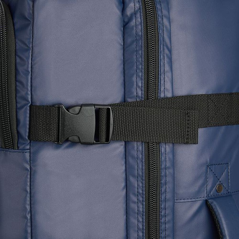 Torba podróżna materiałowa unisex Delsey Raspail na kółkach duża niebieska - detale wykończenia i uchwytów