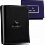 Skórzany portfel męski czarny na karty RFID - Rovicky RV-7680278-IL-BCA-44