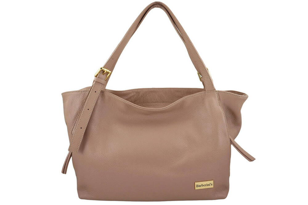 Torebka ze skóry licowej damska Barberini's 987-18 shopper A4 różowa pudrowa - cecha produktu