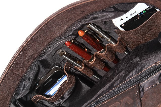 Torba skórzana unisex VOOC RDW1 na ramię miejska A4 brązowa - cecha produktu