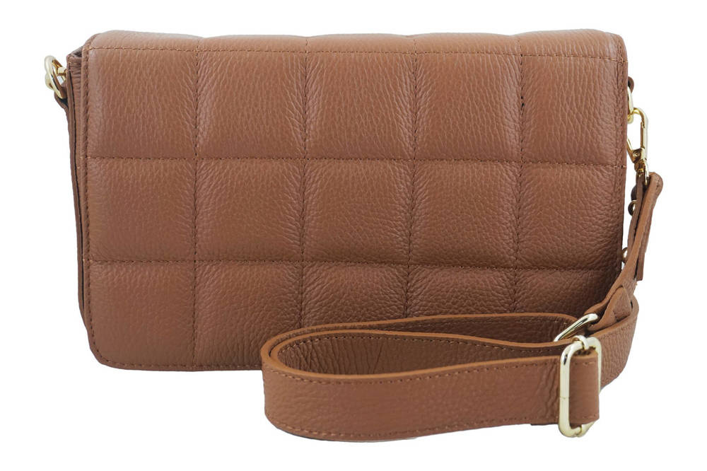 Torebka ze skóry licowej damska Barberini's 932-12 listonoszka pikowana mała camel brąz - cecha produktu