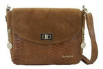 Torebka zamszowa damska Barberini's 896-12 listonoszka croco mała jasnobrązowa