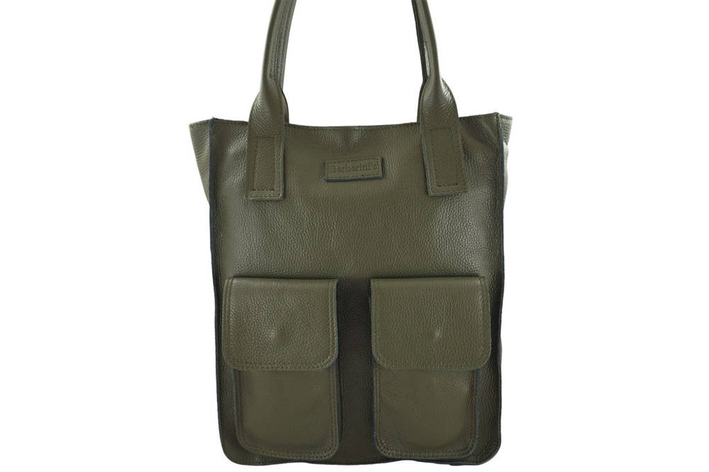 Torebka skórzana damska Barberini's 952-38 shopper bag A4 zielona - cecha produktu