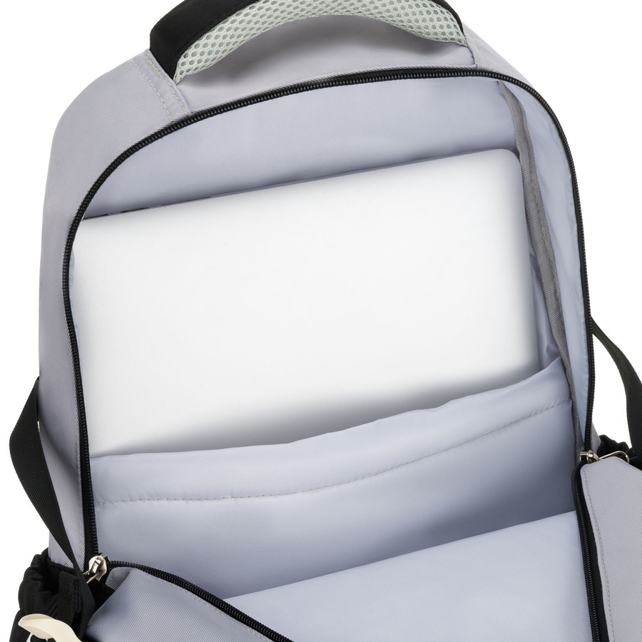Przegroda na laptopa w czarno-białym plecaku Peterson 8603
