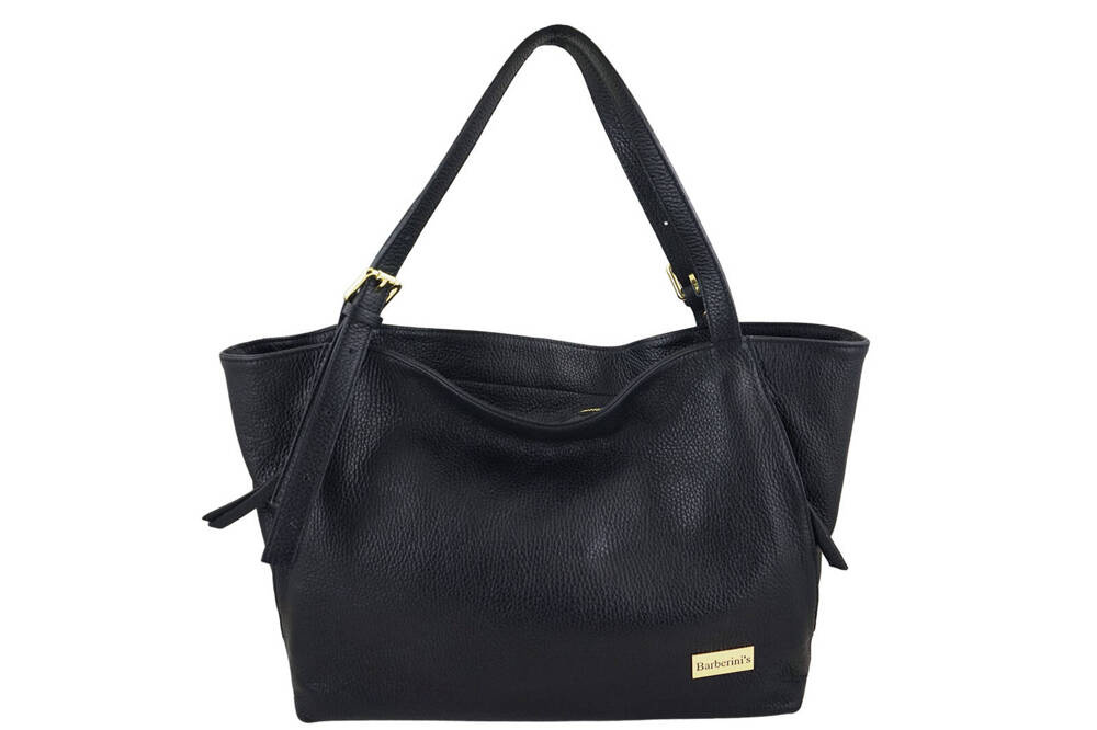 Torebka ze skóry licowej damska Barberini's 987-1 shopper A4 czarna - cecha produktu