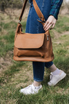 Torebka skórzana damska VOOC EP20 miejska na ramię camel brąz