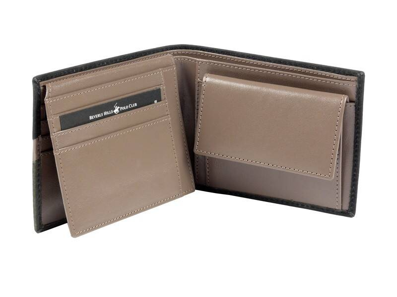 Skórzany portfel męski szary poziomy - Beverly Hills Polo Club BH-372 AN - cecha produktu
