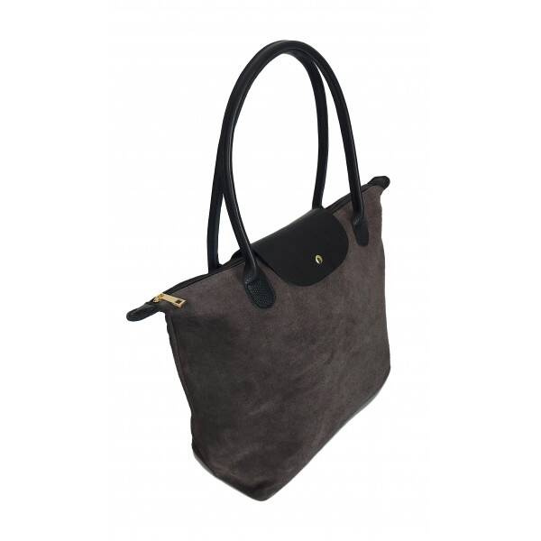 Torebka skórzana zamszowa damska Vera Pelle VKA41GN shopper XL A4 szara - cecha produktu