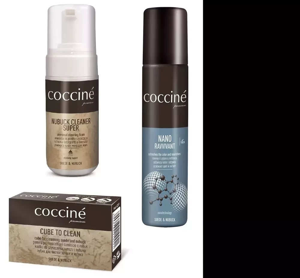 Zestaw do zamszu i nubuku Coccine czarny - zestaw: pianka Nubuck Cleaner Super, spray Nano Ravvivant
