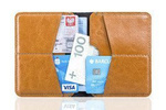 Skórzany portfel slim wallet jasnobrązowy - SOLIER SW10