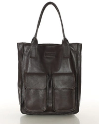 Skórzana torebka damska shopper bag brązowy caffe - Marco Mazzini s131d