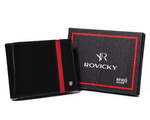 Skórzany portfel męski poziomy czarny RFID — Rovicky N61-RVTP-3036