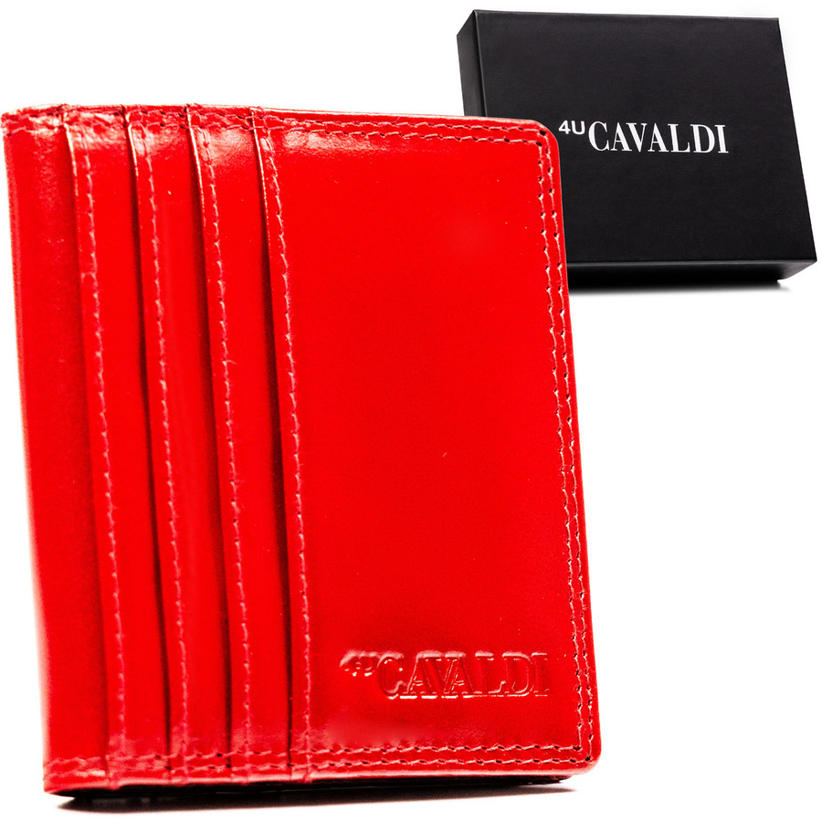 Czerwone etui na karty 4U Cavaldi CW1015-LGV gładkie RFID
