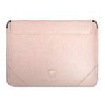 Pokrowiec na laptopa ze skóry ekologicznej unisex Guess Saffiano Triangle sleeve różowy