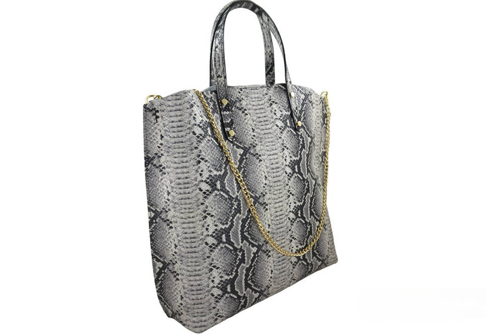 Torebka skórzana ze wzorem węża damska Barberini's 964-2 shopper A4 beżowa - cecha produktu