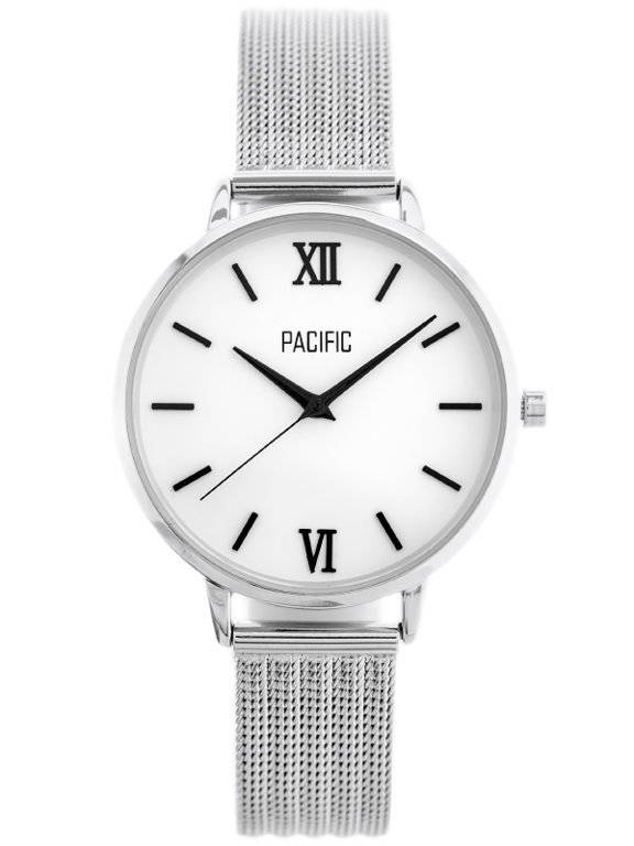 Srebrny zegarek damski Pacific X6172 - zegarek z przodu na białym tle