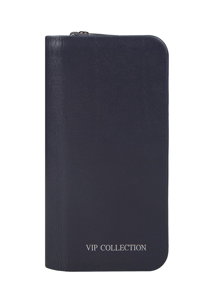 Szare etui na klucze Vip Collection Palermo 74 zapinane na zamek błyskawiczny, ze srebrnym napisem marki
