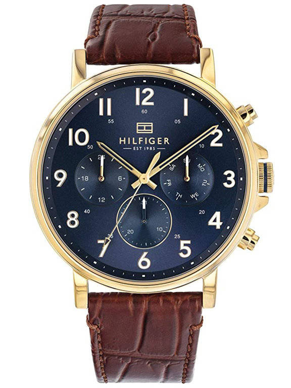 Złoto-brązowy zegarek męski Tommy Hilfiger 1710380 - z przodu na białym tle