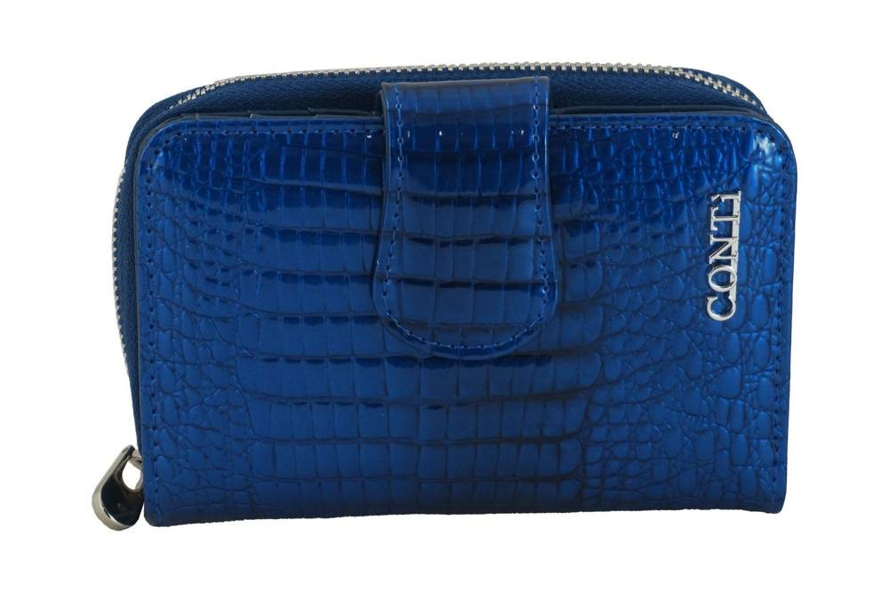 Portfel ze skóry lakierowanej damski CONTI 115-A-4 podwójny croco granatowy - cecha produktu
