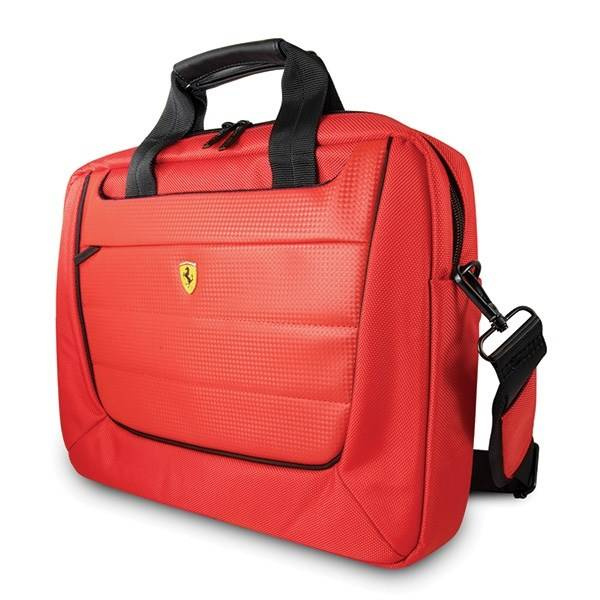 Torba materiałowa unisex Ferrari Scuderia FECB15RE na laptop 16 A4 czerwona - ergonomiczny pasek i uchwyty