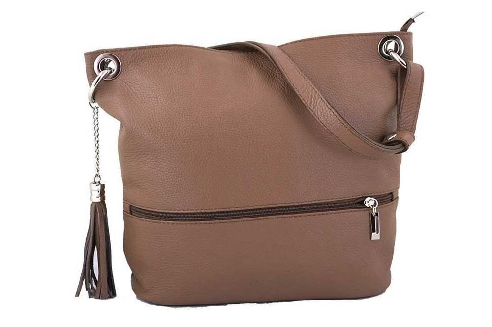 Torebka ze skóry naturalnej damska Barberini's 163-9 shopper miejska średnia ciemnobeżowa - cecha produktu