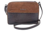 Skórzana listonoszka damska na ramię ciemno brązowa crossbody croco - Barberini's 885/1-11